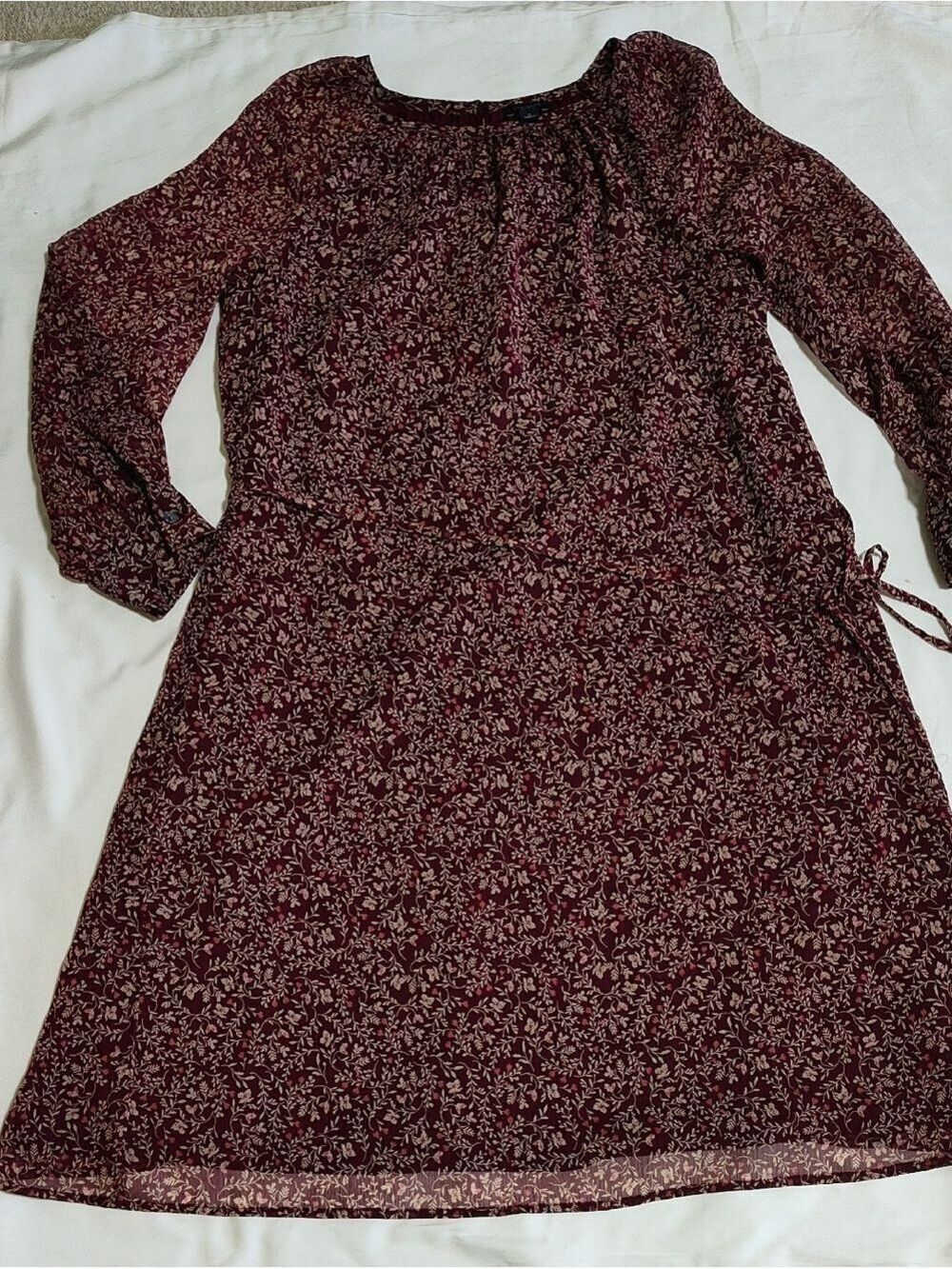 Women’s Long Sleeve Floral Burgundy Dress